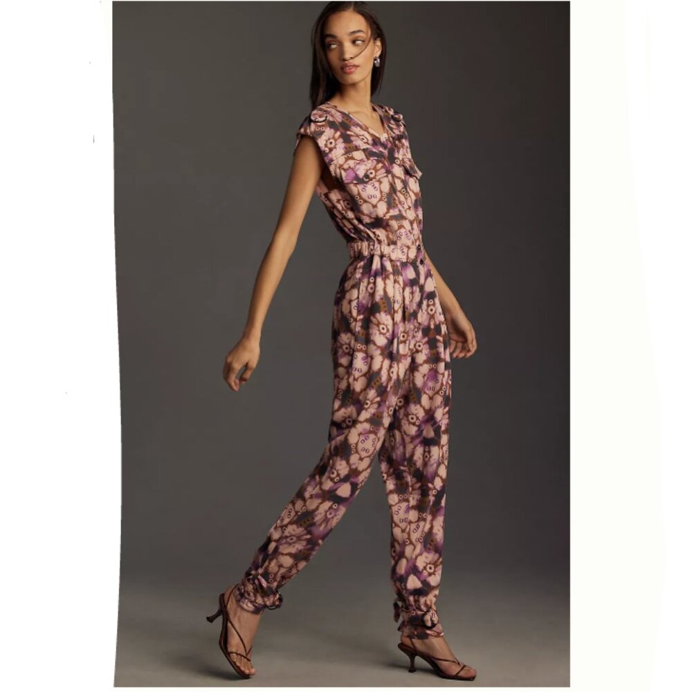 Brand New By Anthropologie Sleeveless Cutout Printed Jumpsuit